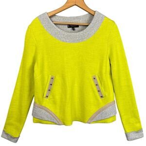 Tricot Wool Blend Sweater Italian Chartreuse Gray Sequins SZ 4 Quiet Luxury